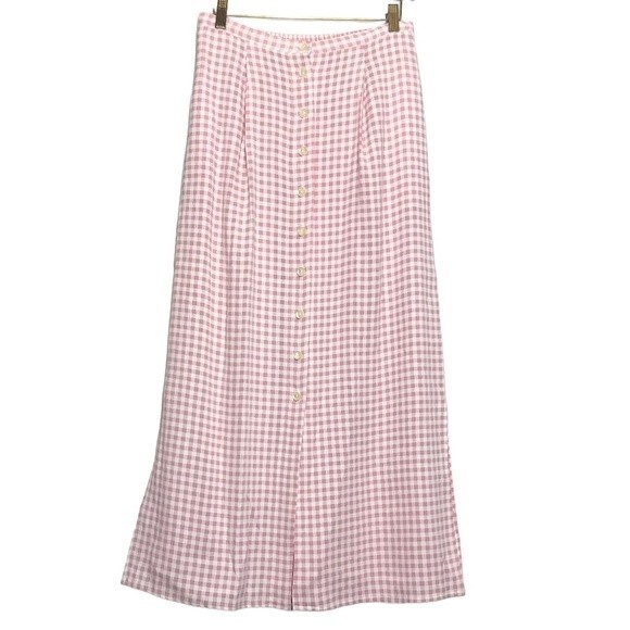 Vintage Dresses & Skirts - VINTAGE Gingham Plaid Midi Maxi Skirt medium